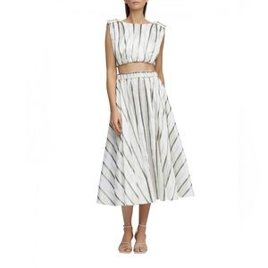 Acler Leighton Top and skirt SET in Champagne Stripe